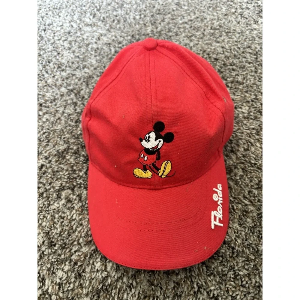 Mickey Mouse Logo Florida  Baseball Hat‎ Red Walt Disney By Jerry Leigh OSFM